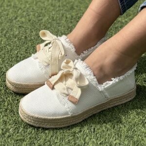Toms Carolina Lace Up Espadrille white beachside woven - 10